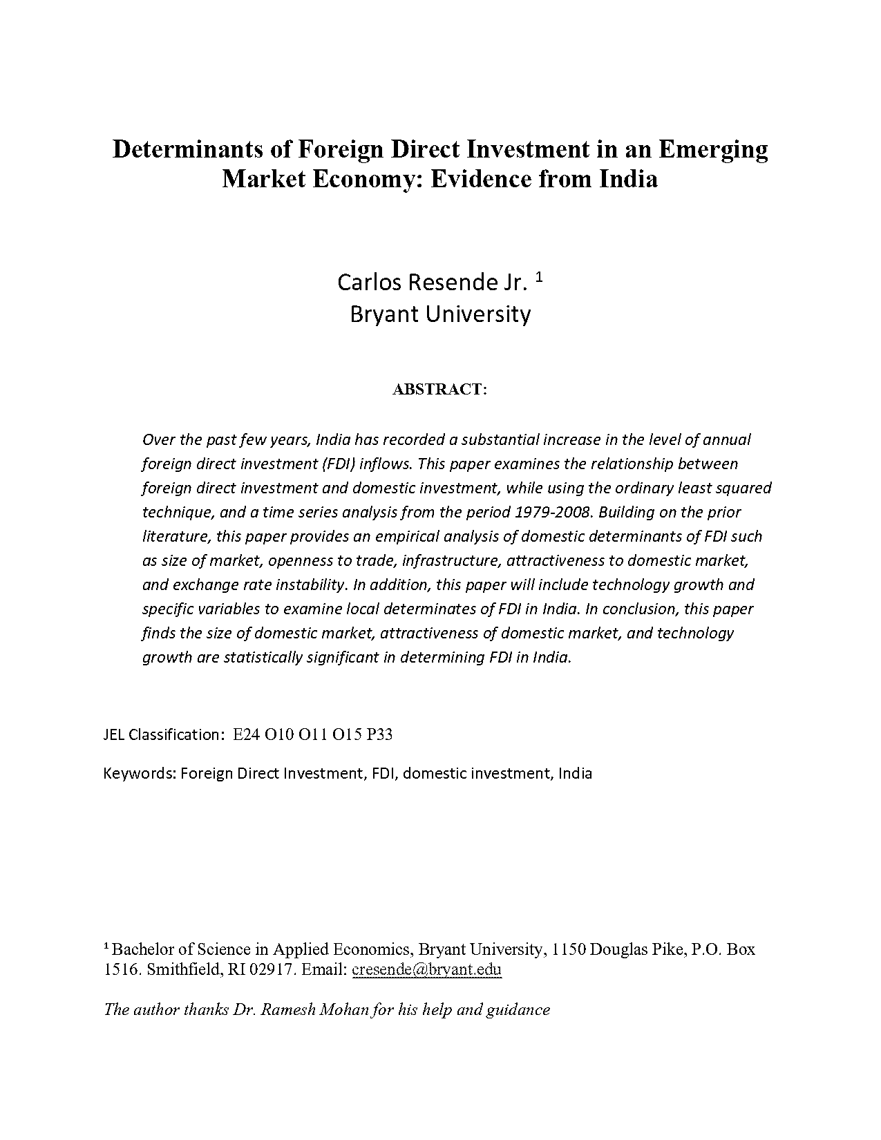 research article on fdi in india